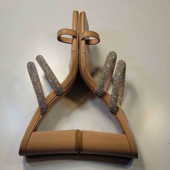 BRAND NEW FOREVER SLIPPERS   PEEP TOE DOUBLE STRAP GLITTER EMBROIDERY SANDAL - Picture 16 of 16